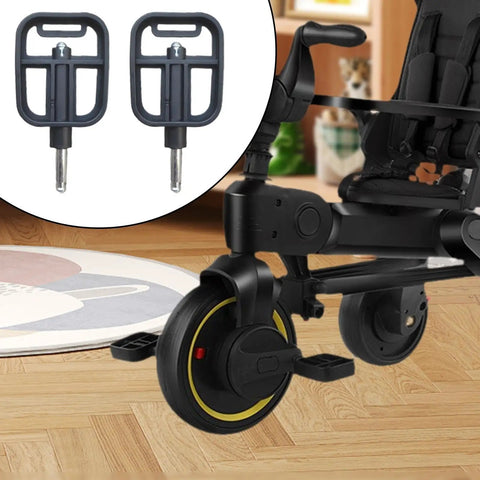 Two Pack Kids Tricycle Pedals Set, Nonslip Foot Pedals Replacement for Toddlers, Durable PP Material, Black