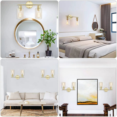 Dope Gold Vanity Light Fixture With Glass Shade Brushed Brass Wall Sconces in bathroom, bedroom, living room, hallway decor