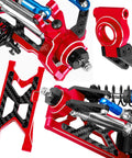 Granite And Senton 1/10 3S 4x4 RC Upgrade Parts Kit Beefed Up With Shocks, Gearbox, Arms, Caster Blocks in Red Aluminum