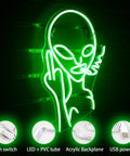 Green Alien LED Neon Sign Wall Decor For Bar Pub Man Cave Game Room Hip Hop Party And Bedroom Aesthetic, USB powered