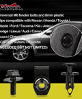 Universal Engine Splash Shield Bolts Kit 45Pcs with Push Retainer Rivet Clips displayed against car background