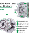 Rear Wheel Hub And Bearing Assembly For 2005 2009 Subaru Legacy And 2005 2009 Subaru Outback With 5 Lug ABS Encoder specifications diagram