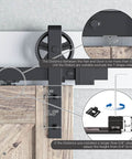 Barn Door Soft Close Kit For Single Doors 88 To 132 Lb Capacity Hidden Spring Buffer Damper, installed hardware detail.