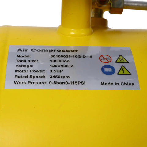10 Gallon Horizontal Air Compressor Pump 3.5HP Oil Lubricated Motor Ultra Quiet Design With Adjustable Pressure Gauge For Home Shop Nailing Bolt Stapling Painting Inflation Projects Includes Durable Transport Wheels