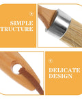 Close-up of Two Piece Oval Wood Handle Paint Brush Set With Synthetic Bristles For Deck Stain And Wall Paint, featuring bristle and handle design.