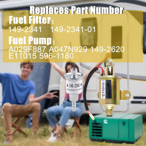 Replacement Fuel Pump And Filter Kit For RV Gens Fits Cummins Onan Marquis Gold 5500 5.5KW Gas Gen EVAP with filter and pump