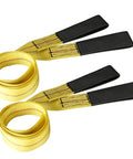 Two 2-in by 6-ft eye-to-eye lifting straps, yellow webbing with black ends, 3000 lb load, 9000 lb break strength (2 pcs)