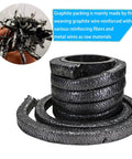 Graphite braided compression packing, 3/16 in x 3/16 in, 10 ft, black, for pumps valves or mechanical seals