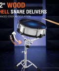 12-inch wooden shell snare from Acoustic-Style Electronic Drum Set With Independent 16-Inch Wooden Bass Drum 12-Inch Dual-Zone Snare