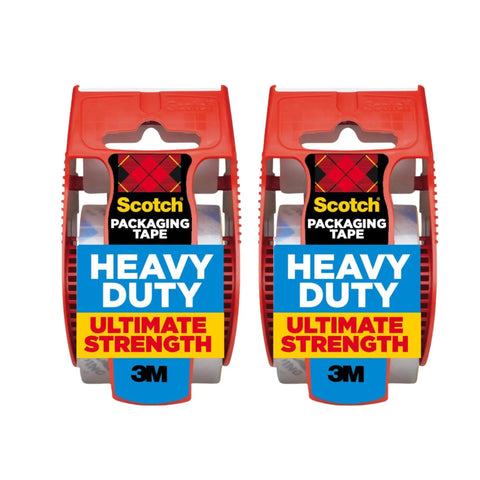 Heavy Duty Shipping Packing Tape Clear 1.88 Inch Wide 27.7 Yards Per Roll Split Resistant 2 Rolls With Dispensers