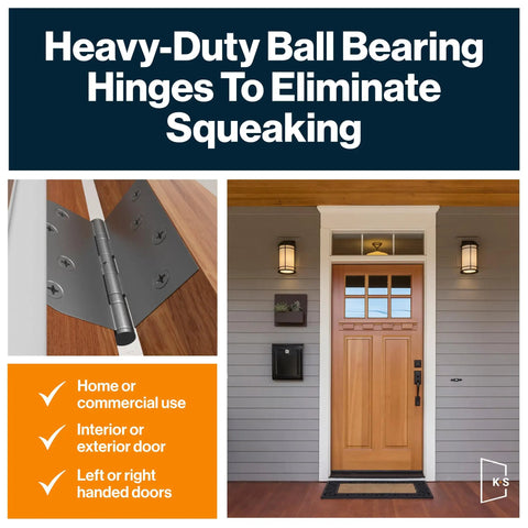 Heavy Duty Stainless Steel Ball Bearing Door Hinges For Interior And Exterior Use Outswing With Four Rounded Corners NRP Saltwater Ready