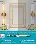 Gold Wall Sconce With Clear Glass, Modern Vanity Lighting Up And Down Indoor Wall Lights For Bathroom, On and Off Display