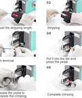 Heavy Duty Pneumatic Terminal Crimping Machine Air Powered Wire Crimper With 4 Die Sets And Foot Switch For 0.25 To 10mm2 Cables in use for wiring.