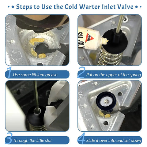 Instructions for installing Easy Install Premium Washer Suspension Rods DC68-03172B-03 with lithium grease application