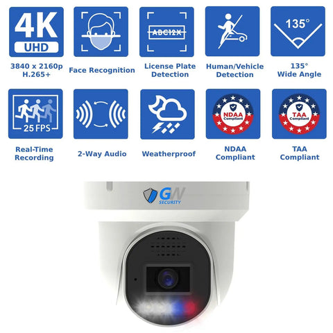 16-Channel 8MP 4K NVR Security Camera System With Fulltime Color Night Vision, PoE Dome Cameras For Indoor Outdoor Use features