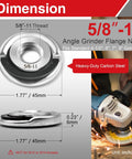 Two Pack Heavy Duty Quick Change 5/8-11 Flange Nuts For Angle Grinders, Locking Metal Flanges To Secure Cutting And Grinding Discs