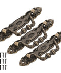 Antique Zinc Alloy Cabinet Handles Set For Wardrobe And Furniture, vintage drawer pulls with screws, decorative brown hardware