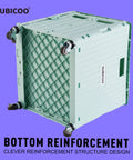 Bottom view of Folding Utility Cart With Lid Portable Rolling Handcart Collapsible Shopping Trolley On Four Swivel Wheels With Brakes