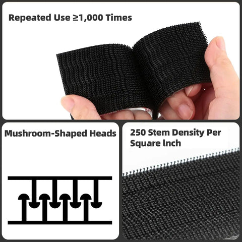 Heavy Duty Reclosable Fastener Tape In Black That Locks It Down Tough Zero Sweat Application Peels Clean For Toolboxes showcasing texture and durability.