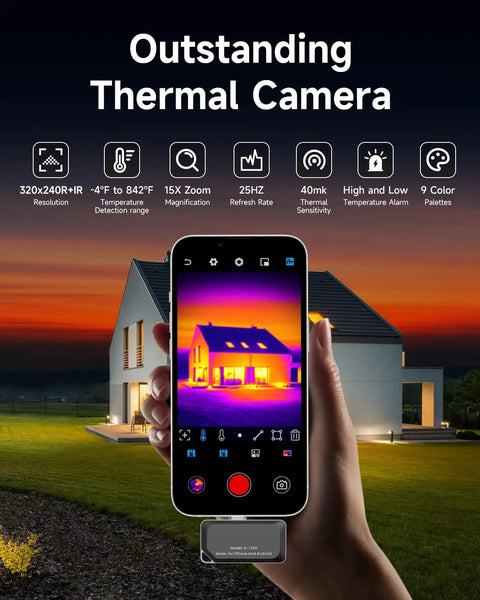 Type-C Thermal Camera For iPhone And Android Devices With 320x240 Resolution And 15x Digital Zoom, 25Hz Thermal Imaging in use