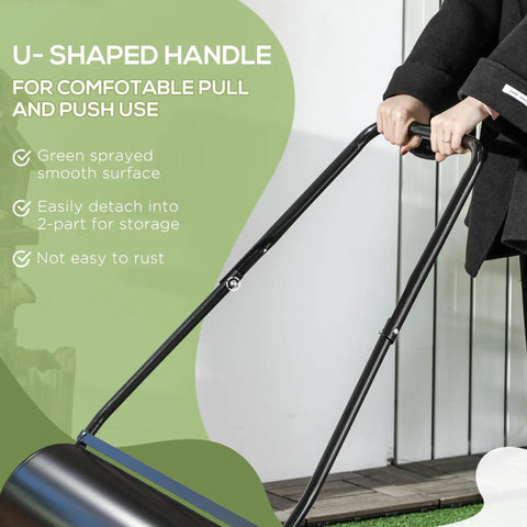 Heavy Duty 38L Push And Tow Lawn Roller With U Handle Water Or Sand Fill Steel Construction For Rust Resistance Easy Roll