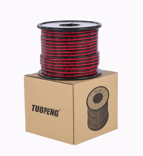 22 AWG Electrical Wire For LED Strips 100 Ft Red Black 2 Pin Extension Cable DC 12V 24V spool on box