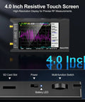 NanoVNA H4 Vector Network Analyzer V4.4 with 4.0 Inch touchscreen displaying RF measurements and control buttons.