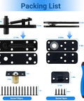 Heavy Duty Hidden Door Hinge 570 Lbs Steel Pivot 360 Degree Silent Rotation for Secret Doors Bookcase Murphy Shelf Doors Corrosion Resistant Stainless Steel Hardware, showing parts and screws with screwdriver
