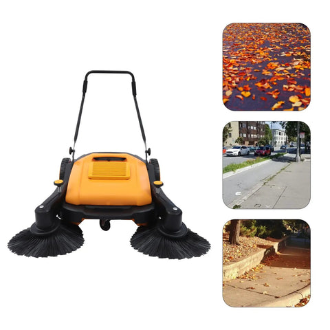 Big 41 Inch Walk Behind Floor Sweeper Machine For Garage Warehouse And Driveway crushing debris on urban sidewalks