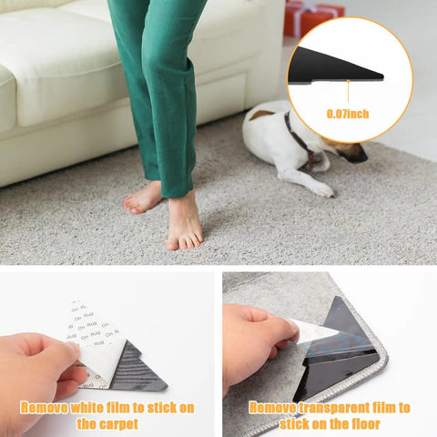 Non Slip Rug Stopper Tape Set 10 Pcs Double Sided Reusable Rug Grippers For Hardwood Floors Tile Floors Carpets And Floor Mats