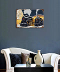 Retro Old School Winter Steam Train Station Tin Sign Metal Wall Decor Plaque for Home Cabin 8x12 Inch on living room wall