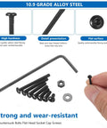 Heavy Duty M2 Screws And Nuts Kit With Hex Socket Button Head Cap Screws And Machine Screws Set Metric Nuts And Bolts Assortment Wrench Included Carbon Steel Rust Resistant Durable For DIY Projects Auto Repairs And Shop Use with wrench and hex screws visible