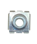Top Shelf 12-24 Zinc Cage Nuts 100 Count Snap In Square Hole Rack Hardware close-up view of a zinc plated cage nut.