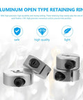 Top Quality Split Aluminum Clamping Collars 4 Pack For Fixing Shafts With 5 Point Set Screw Locks Designed For High Precision CNC Equipment And Linear Rails For Pro Industrial Projects That Run Smooth As Butter Plus High Grade Materials For Long Life Use, open type retaining ring