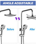 Before and after shower setup with Brass Shower Head Swivel Ball Adapter Adjustable Shower Arm Connector Universal Showering Component Matte Black Finish Heavy Duty High Pressure Water Flow Durable Corrosion Resistant Upgrade No Fuss Easy Install