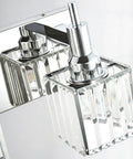 Modern Crystal Bathroom Vanity Light 3 Light Chrome Wall Sconce Over Mirror With Square Shade Luxurious Glass Crystal Bath Fixture