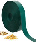 Roll of dark green PVC fence slats with brass fasteners, Dark Green PVC Fence Slats For Privacy 1.8 Inch By 246 Feet Privacy Fence Plastic Strips With Brass Fasteners Outdoor Fencing And Garden Cover DIY Ready Weave Installation
