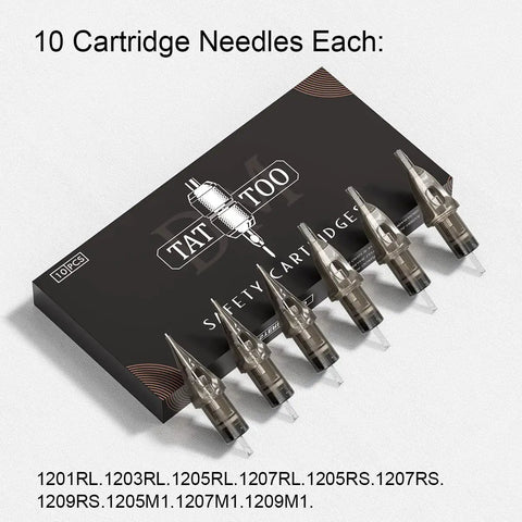 10 cartridge needles from Pro All In One Tattoo Kit with Pen Style Tattoo Machine and Power Supply for professional artists