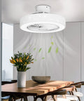 2 In 1 Ceiling Fan With Lights And Remote, 20 Inch No Sweat Low Profile Enclosed Modern Ceiling Fan For Small Rooms, mounted above dining table