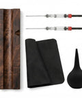 All In One Fountain Pen Care Kit With Black Walnut Pen Rest Two Ink Filling Tools Premium Cleaning Cloth And Rubber Cleaning Bulb