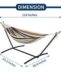 Two Person Brazilian Style Hammock With Steel Stand For Indoor And Outdoor Use, 450 Pound Capacity, Coffee Color Cotton Cocoon