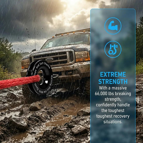 Heavy Duty Snatch Ring For Off Road Recovery, Aluminum Alloy Build For Serious Break Strength, Beefed Up Fit With Soft Shackles And Synthetic Rope, Car Winch Towing Ring, Universal Fit For SUV, RV, Truck, 66,000 lb
