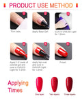 Steps to apply Six Color Hema Free Pink Gel Nail Polish Set With Soak Off Formula Vibrant Light Pink Gel Colors using LED lamp
