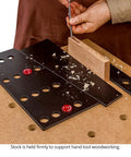 32 Piece Workholding Kit With Dog And Wedge Clamp Holdfast System For MFT Tables used for precise woodworking alignment
