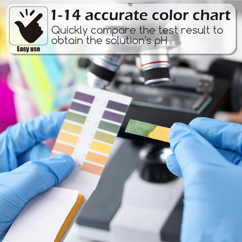 Person using 8 Pack pH Test Strips 640 Pieces Universal 1 To 14 pH Indicator Paper for accurate color comparison