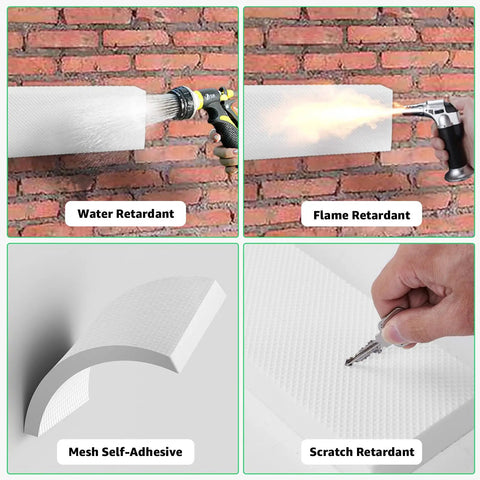 4 Pack Car Door Protector Strips Self Adhesive EVA Foam Wall Guard, Water and Flame Resistant, White, 11.8 x 3.9 x 1.2 Inches