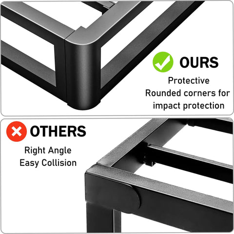 Comparison of Bulletproof King Bed Frame With 10 Inch Height features rounded corners for safety against collisions.
