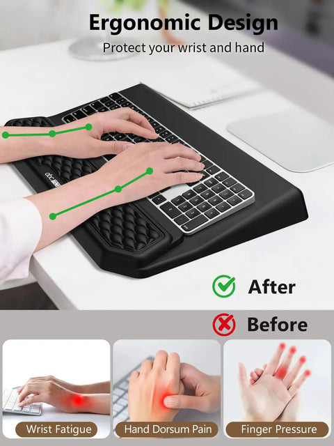 2-In-1 Ergonomic Keyboard Stand With Built-In Wrist Rest For All-Day Comfort, showing massage-style riser in use, black