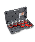 Exposed Ratchet Pipe Threader Kit One Half Inch To Two Inch NPT Dies Manual Ratcheting Threader With Carrying Case Ductile Iron Die Heads
