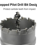 Heavy Duty 2 3/8 Inch Carbide Tipped Hole Saw Drill Bit Featuring Industrial TCT Cemented Teeth with stepped pilot design.